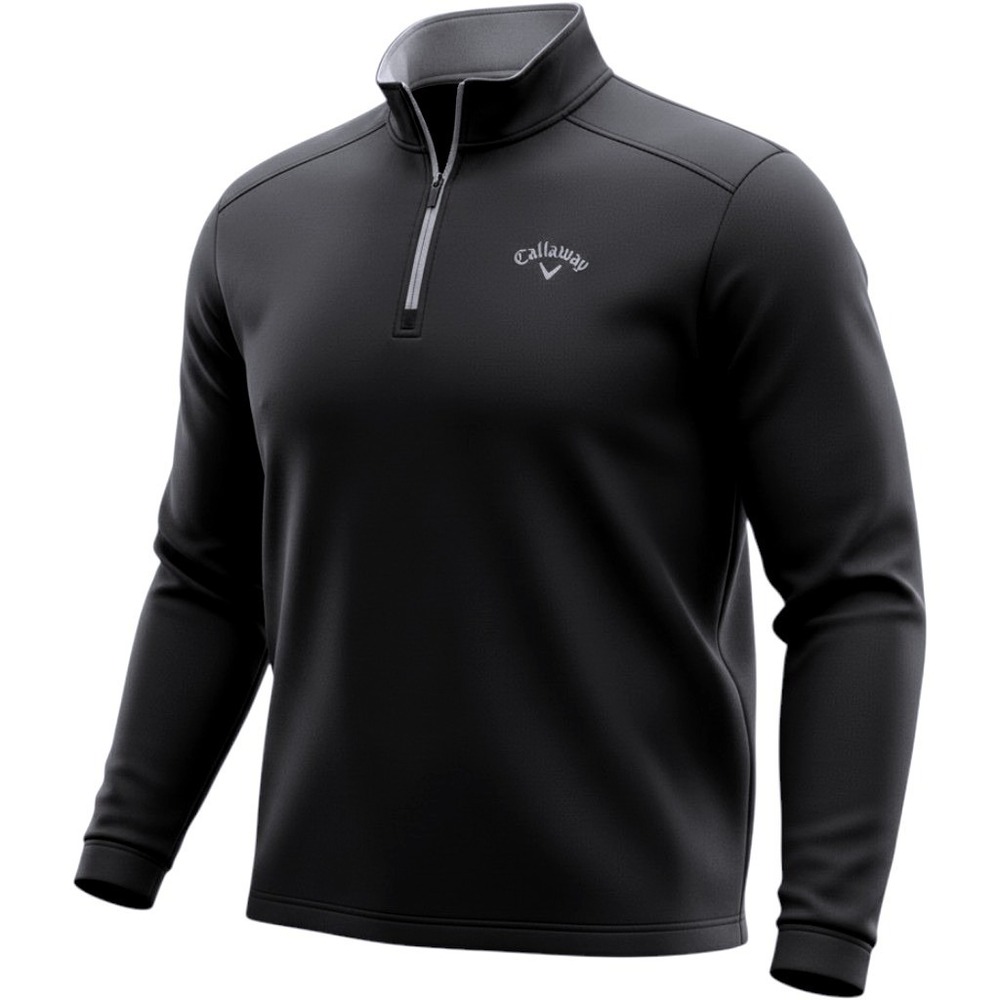 Callaway Mens XXL Black Quarter Zip Fleece Lined Golf Pullover Jacket Mock Neck
